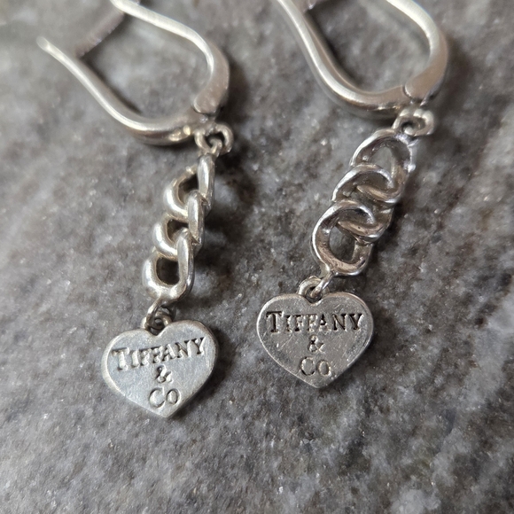Tiffany & Co. Jewelry - Tiffany & Co. Silver Heart Chain Earrings